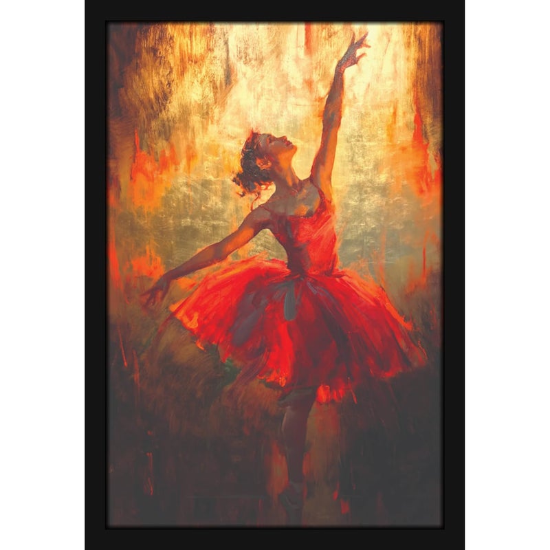 Mad Masters Pretty Dancing Girl in Short Red Dress Beautiful Woman Painting Photo Frame for Living Room Bedroom Home Decor and Wall Decoration MM 1833 8x12 Inch Canvas Without Plexi Glass