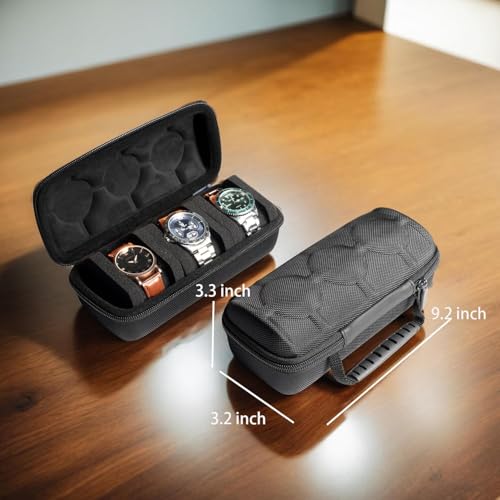 Quakzapp Travel Watch Case Organizer Watch Box With Zipper Heavy Duty Nylon Exterior, Fits all Wrist watches & Smart Watches Up To 60MM Compatible for Apple Watches (3 SLOT CASE) - Image 3