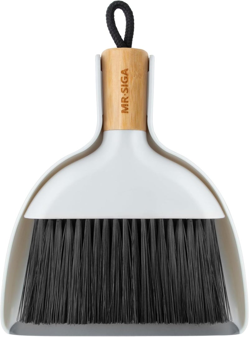 Mr Siga MR.SIGA Mini Dustpan and Brush Set with Bamboo Handle - Portable Cleaning Combo - Image 1