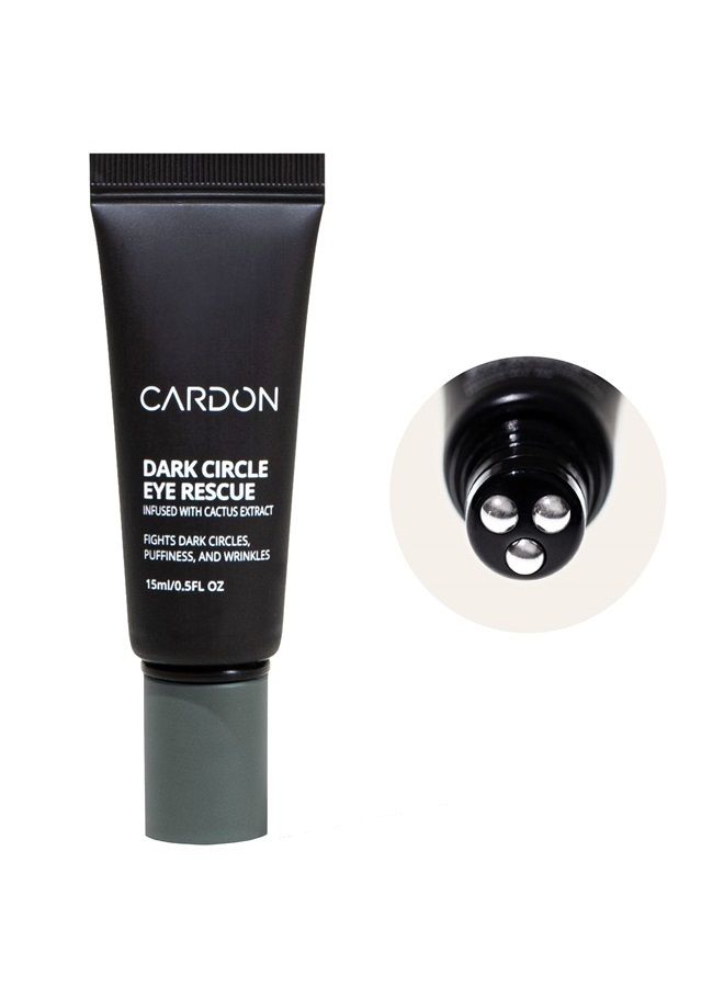 Dark Circle Eye Rescue for Men and Women | Under Eye Cream for Dark Circles, Eye Bags, Wrinkles | Made with Peptides, Niacinamide, Hyaluronic Acid | Cooling Eye Roller (1 Pack)