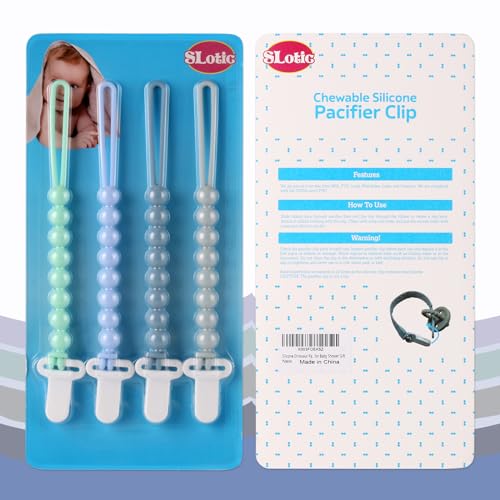 Slotic 4-Pack Silicone Pacifier Clips with One-Piece Beads for Baby Boys and Girls - Flexible and Rust-Free Holders for Teething Relief and Baby Essentials, Safe for Newborns (Blue) - Image 4