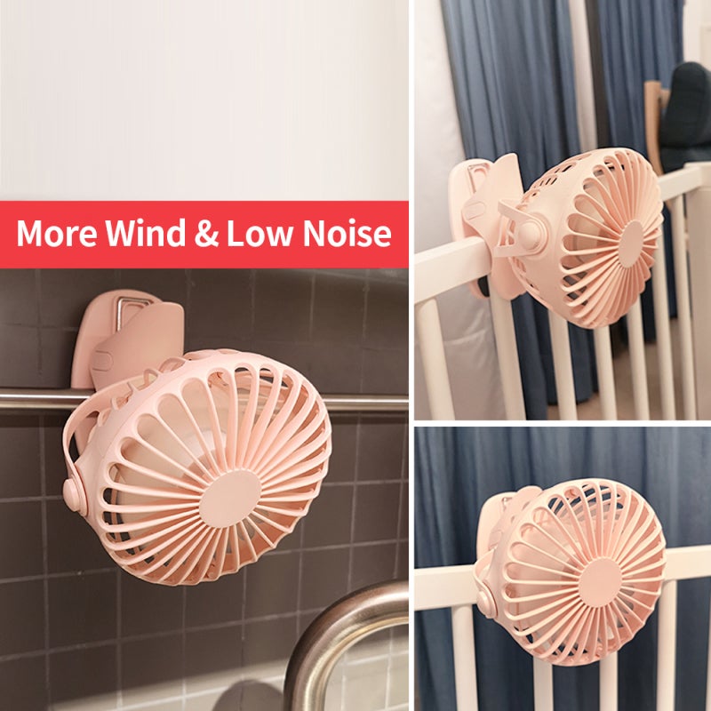 Yoobao Portable USB Fan 4-Speed Brush-less Motor Clip Design - 720-Degree Rotation Lightweight USB Fan for Sleeping Blue - Image 2