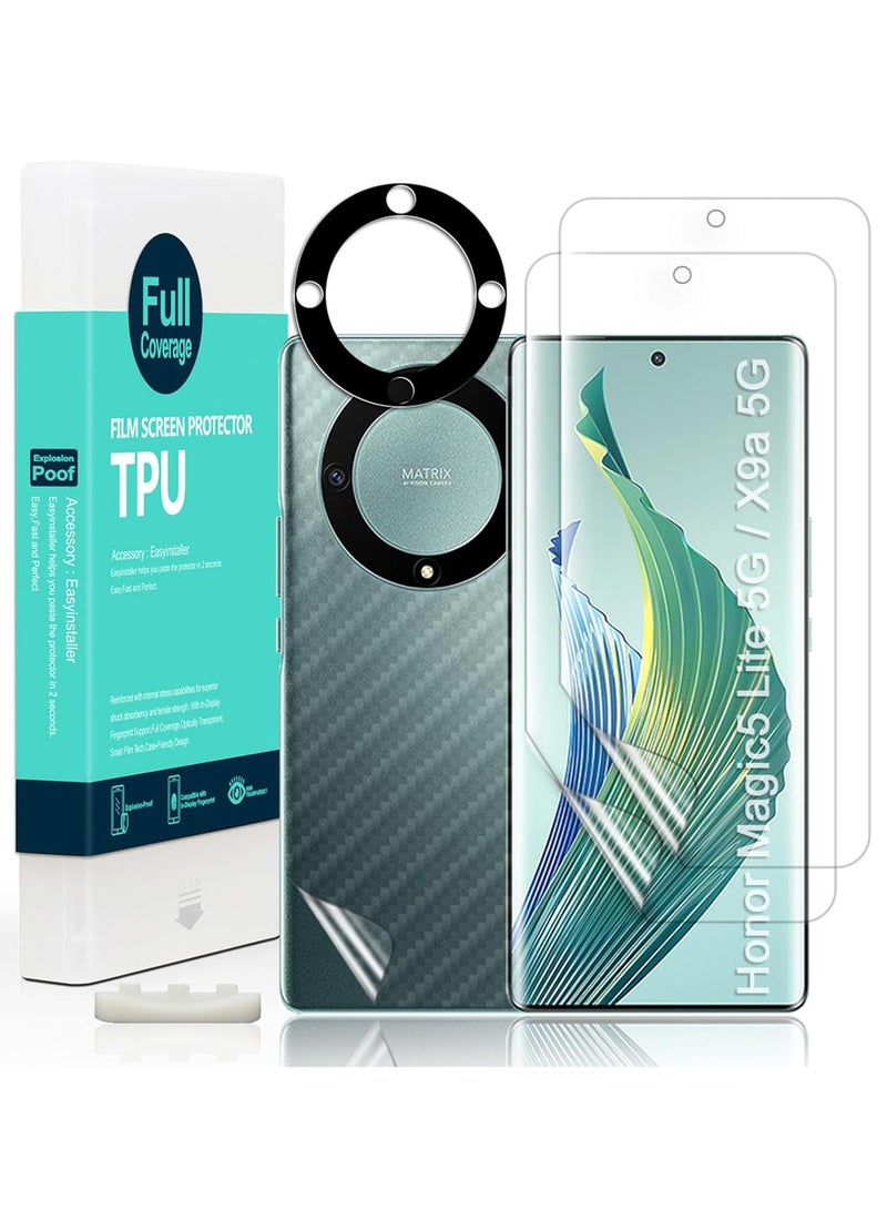 2 Pcs Screen Protector For Honor X9a 5G/Honor Magic 5 Lite 5G 6.67"(Not For HONOR Magic5 Pro 5G 6.81"),Flexible TPU Film,With 1Pc Camera Lens Protector,1Pc Back Film[Easy to install]  - Image 1