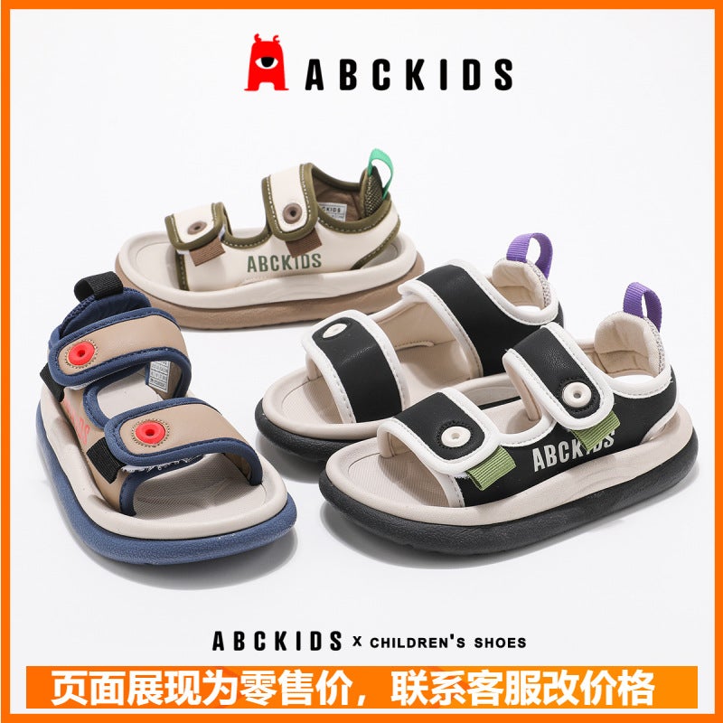 Abckids Kidsren'S Sports Sandals Boys Summer Style Medium And Large Kidsren'S Velcro Beach Shoes Trendy - Image 2