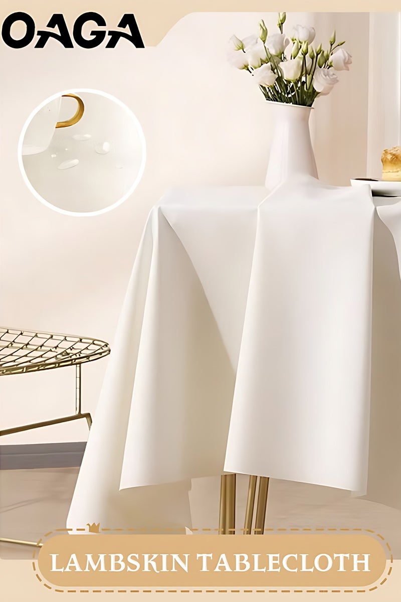 أوجا مفرش طاولة مستطيل - 140x200 سم - مفرش طاولة مقاوم للماء، مضاد للتجعد، مقاوم للماء والزيوت، غطاء طاولة لغرفة الطعام، للمناسبات والحفلات والولائم والعطلات والعشاء (لون كريمي) - Image 1