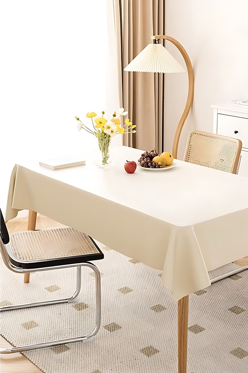 أوجا مفرش طاولة مستطيل - 140x200 سم - مفرش طاولة مقاوم للماء، مضاد للتجعد، مقاوم للماء والزيوت، غطاء طاولة لغرفة الطعام، للمناسبات والحفلات والولائم والعطلات والعشاء (لون كريمي) - Image 4