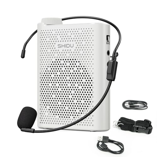 SHIDU Voice Amplifier, Bluetooth Power Voice Amplifier for Teachers Rechargeable Personal Speakers Microphone Headset Support MP3 Format AUX FM for Classroom Tour Guide Training Meeting Speech - Image 1