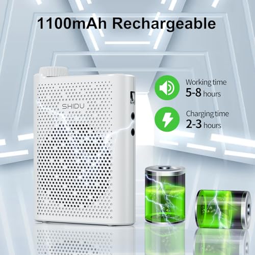 SHIDU Voice Amplifier, Bluetooth Power Voice Amplifier for Teachers Rechargeable Personal Speakers Microphone Headset Support MP3 Format AUX FM for Classroom Tour Guide Training Meeting Speech - Image 3