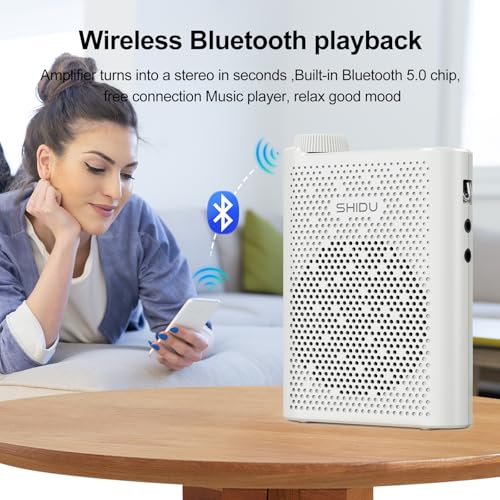 SHIDU Voice Amplifier, Bluetooth Power Voice Amplifier for Teachers Rechargeable Personal Speakers Microphone Headset Support MP3 Format AUX FM for Classroom Tour Guide Training Meeting Speech - Image 2