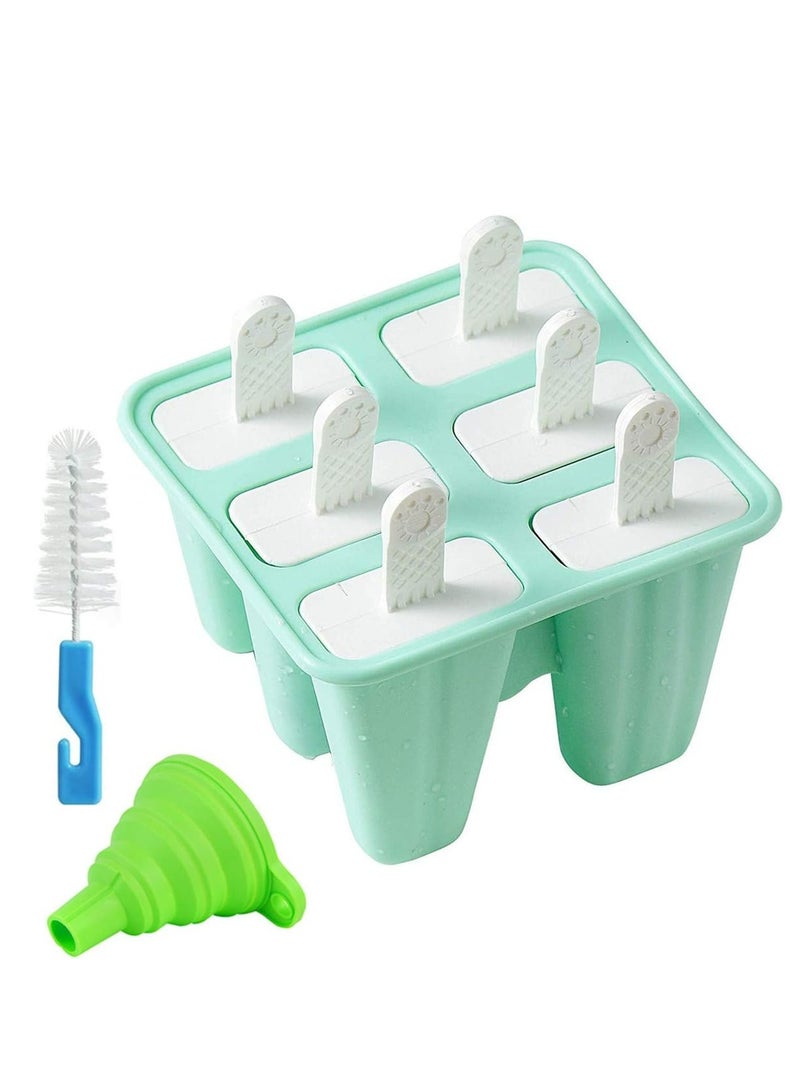 إسكدنيا 6 عبوات قوالب مصاصات سيليكون خضراء من السيليكون، قابلة لإعادة الاستخدام مع قمع وفرشاة - Image 1