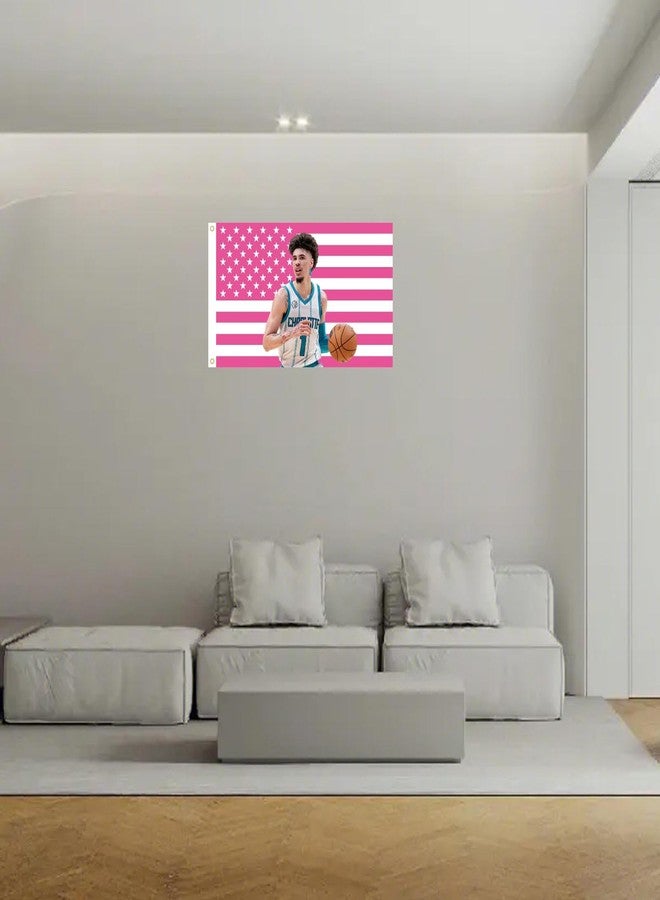 MAGJIUKE Lamelo American Flag Wall Tapestry,Pink Ball Wall Hanging Decor for Bedroom,3x5 Ft with Brass Grommets for College Dorm Room Bedroom Outdoor Parties Decor - Image 3