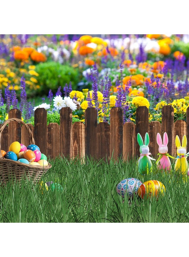 LINGWEI Wooden Picket Fence 120x30x1cm Garden Edging Border Interlocking Panels Lawn Patio Fencing Barrier Brown - Image 5