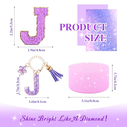 Lingdeer Purple Cup Accessories Set for Stanley 30OZ & 40OZ Tumbler with Handle, Letter Charms, Bow & Diamond Straw Covers, Glitter Silicone Boot, Personalized Sticker for Stanley Cup Accessories (J) - Image 2