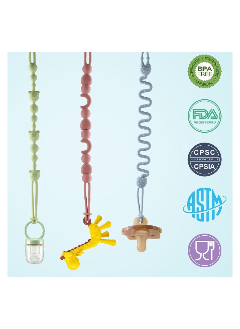 SYOSI 4 Pack Pacifier Clips Silicone Pacifier Holder with One-Piece Beads for Baby Boys and Girls Teething and Newborns Applies to Car Seat Toy Teether Toy High Chair Stroller Accessories - Image 5