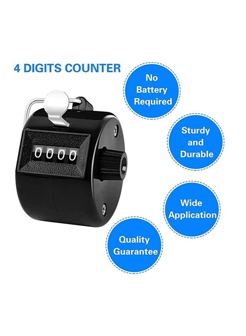Y&D SYOSI 2 Pack Hand Tally Counter 4 Digital Mechanical Palm Click with Finger Ring, for Sport Stadium Coach Referees Row School Event (Black and White) - Image 5