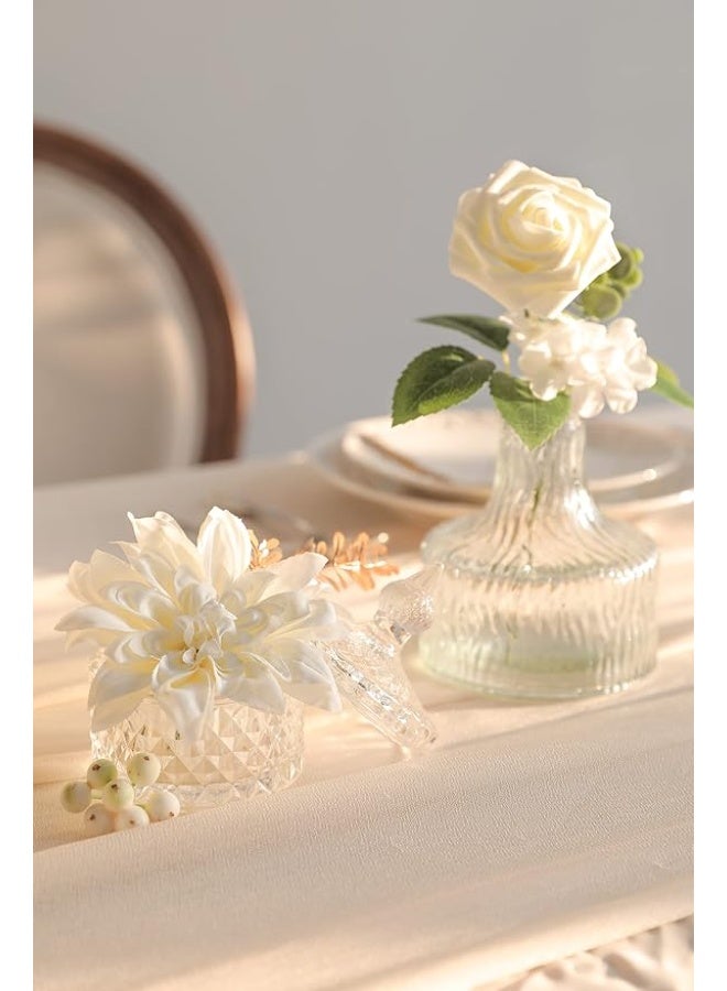 DUNISO Artificial Flower Combination Box Set, Gradient Color Flowers And Leaves With Stems, Suitable For DIY Wedding Bouquets, Centerpieces, Baby Showers, Home Decorations(White) - Image 5