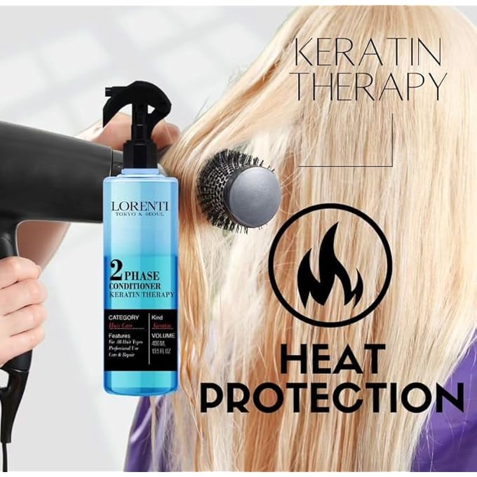 LORENTI TOKYO & SEOUL 2-PHASE HAIR CONDITIONER, 400 ML, KERATIN, HAIR TREATMENT, SPRAY TREATMENT, DETANGLING LEAVE IN SPRAY CONDITIONER FOR NORMAL TO DRY HAIR, TWO PHASE CONDITIONER - Image 3