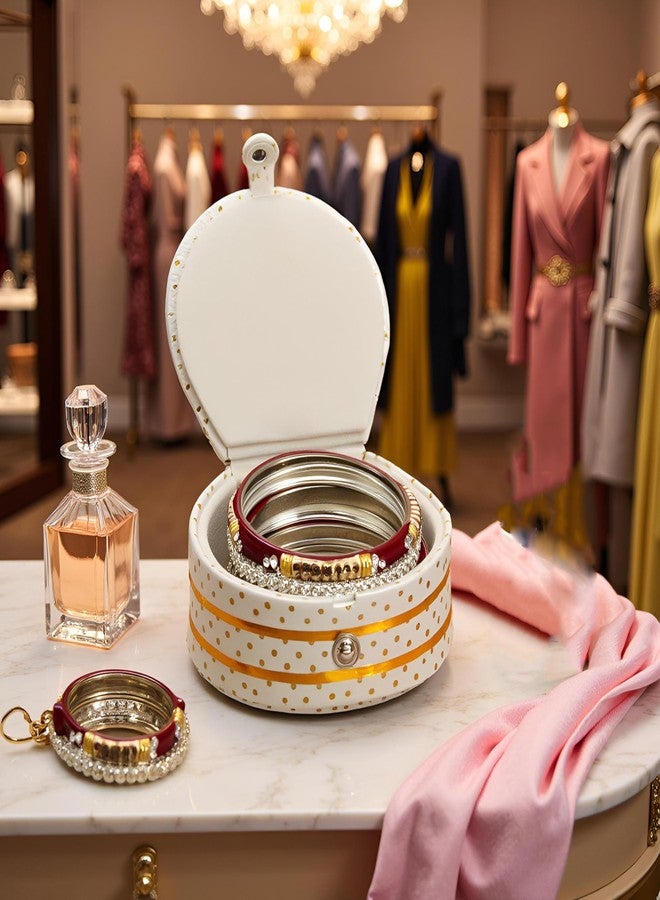 لوسيس صندوق تخزين مجوهرات من الجلد الصناعي من لوسيس، مناسب للخواتم والأقراط والقلائد، منظم ملابس مثالي لحفلات الزفاف والخطوبة وعيد الحب، عبوة من قطعتين، لون كريمي - Image 2