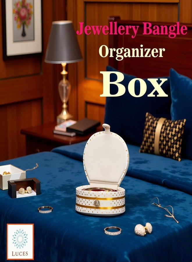 لوسيس صندوق تخزين مجوهرات من الجلد الصناعي من لوسيس، مناسب للخواتم والأقراط والقلائد، منظم ملابس مثالي لحفلات الزفاف والخطوبة وعيد الحب، عبوة من قطعتين، لون كريمي - Image 5