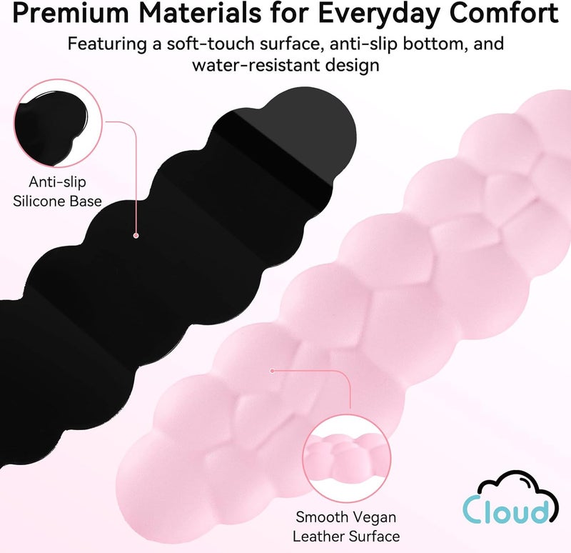 Sushret Cloud Wrist Rest for Computer Keyboard, 4-in-1 Memory Foam Leather Cloud Keyboard Wrist Rest and Mouse Pad Set with Ergonomic Support for Arm and Palm Cushion, Gaming/Work Setup, Pink - Image 5