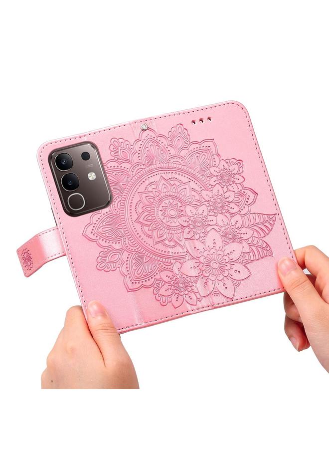 إيروريكس جراب لهاتف vivo Y29 4G مصنوع من الجلد ومزخرف بزهرة ذات سبع بتلات - Image 5