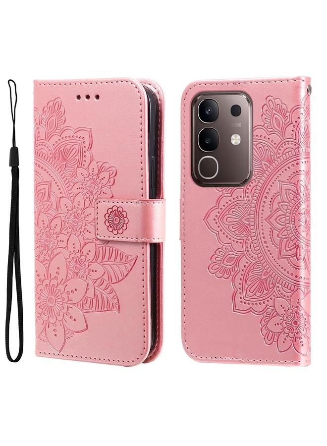 إيروريكس جراب لهاتف vivo Y29 4G مصنوع من الجلد ومزخرف بزهرة ذات سبع بتلات - Image 1