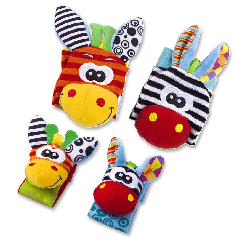 Funky Planet Sozzy Socks Baby Toys - Sensory Toys For Babies - Baby Foot Rattle - Baby Hand Foot - Baby Sensory Toys - Baby Rattle 4pcs - A Toy Developing Baby's Senses For A Newborn Baby - Soft Toy - Image 2