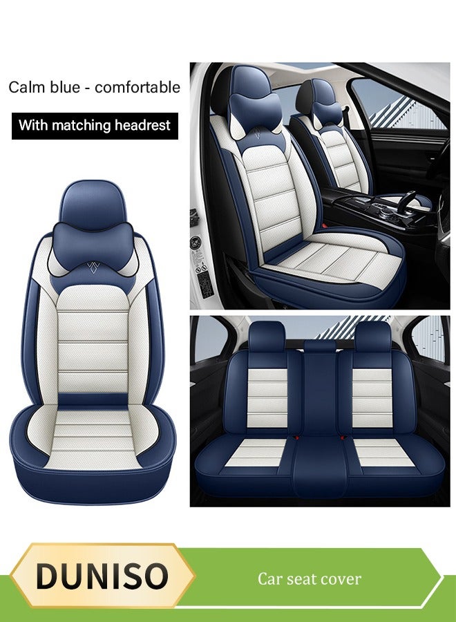 DUNISO Car Seat Cover, Universal Fully Wrapped Seat Cushion, Artificial Leather Car Backrest Seat Cover, Equipped With Headrest, Wear Resistant And Anti Slip, Suitable For All Seasons, Suitable For Most Car Seats  - Image 1