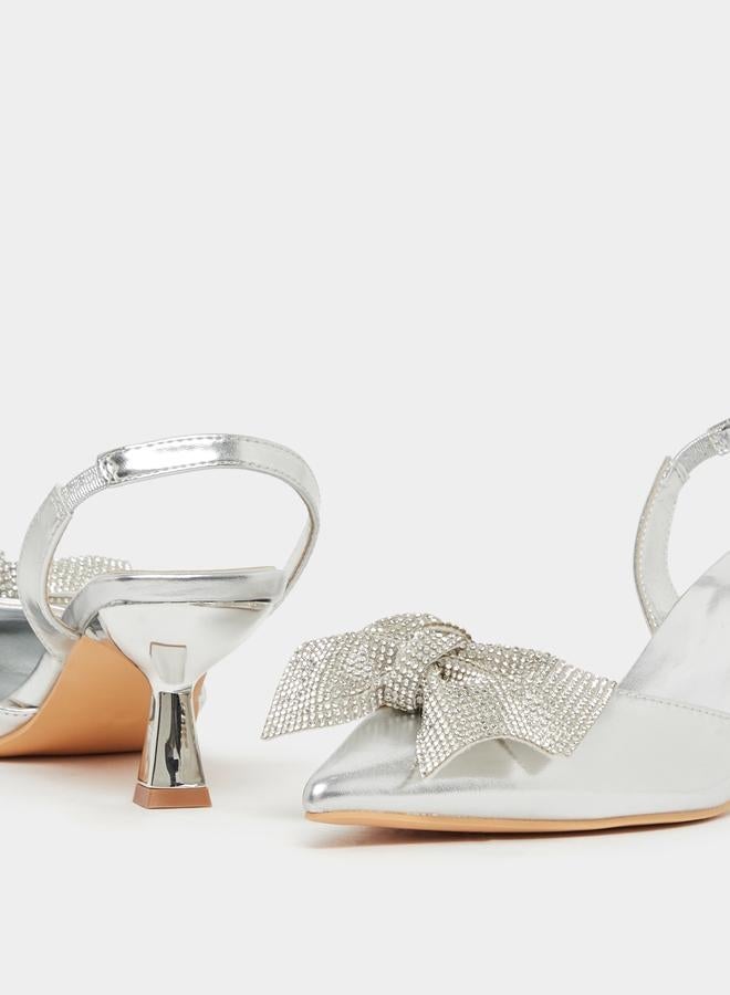 Styli Pointed Toe Ribbon Sling Back Shoes - Image 4