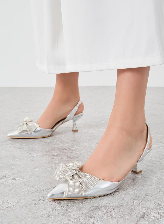 Styli Pointed Toe Ribbon Sling Back Shoes - Image 2