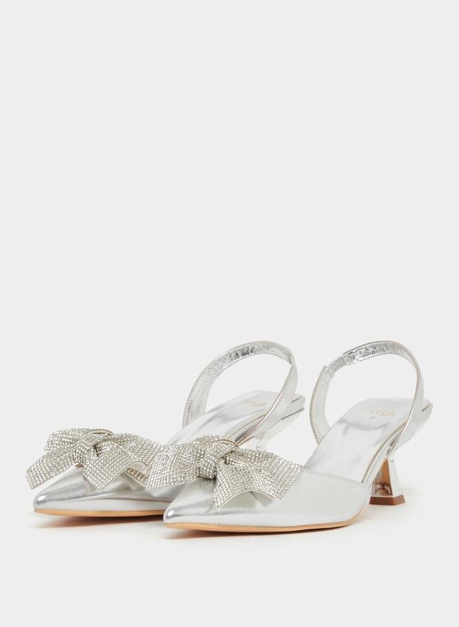 Styli Pointed Toe Ribbon Sling Back Shoes - Image 3