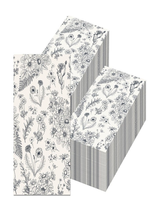 WEI LONG 60PCS Floral Paper Napkins Watercolor Floral Guest Napkins Vintage Wild Flower Disposable Hand Towels Flower Decorative Paper Guest for Bathroom Wedding Birthday Party/Grey Daisy - Image 1