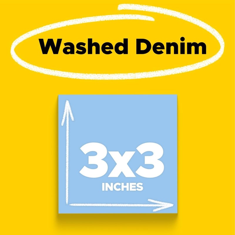 Post It Super Sticky Notes, 5 Sticky Note Pads, 3 x 3 in., School Supplies, Office Products, Sticky Notes for Vertical Surfaces, Monitors, Walls and Windows, Washed Denim - Image 2