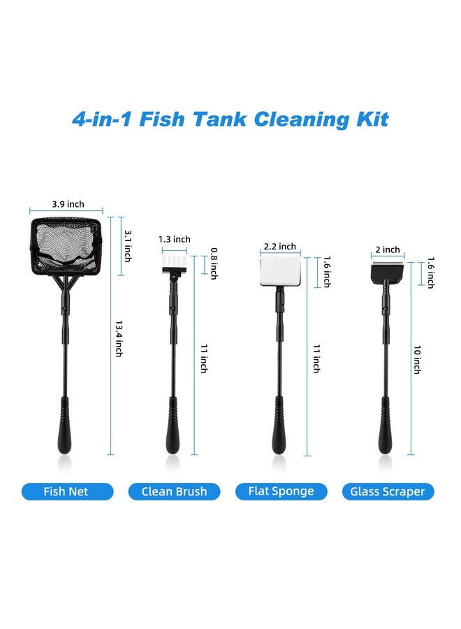 هايغر منظف حوض السمك الصغير، مجموعة أدوات تنظيف حوض السمك مع مقبض، مكشطة الأعشاب البحرية، شبكة صيد، فرشاة إسفنجية، فرشاة حائط (صغير) - Image 4