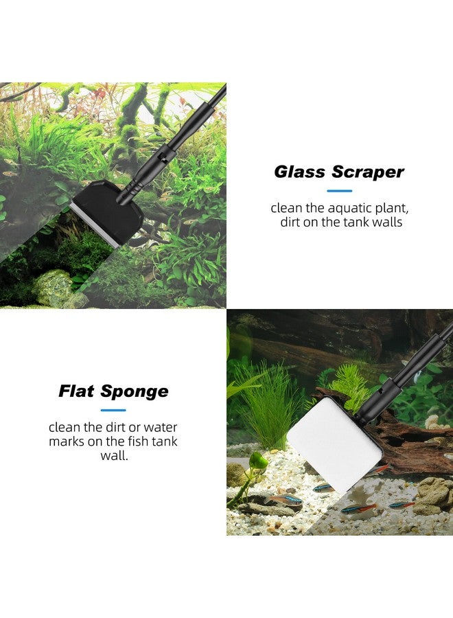 هايغر منظف حوض السمك الصغير، مجموعة أدوات تنظيف حوض السمك مع مقبض، مكشطة الأعشاب البحرية، شبكة صيد، فرشاة إسفنجية، فرشاة حائط (صغير) - Image 2