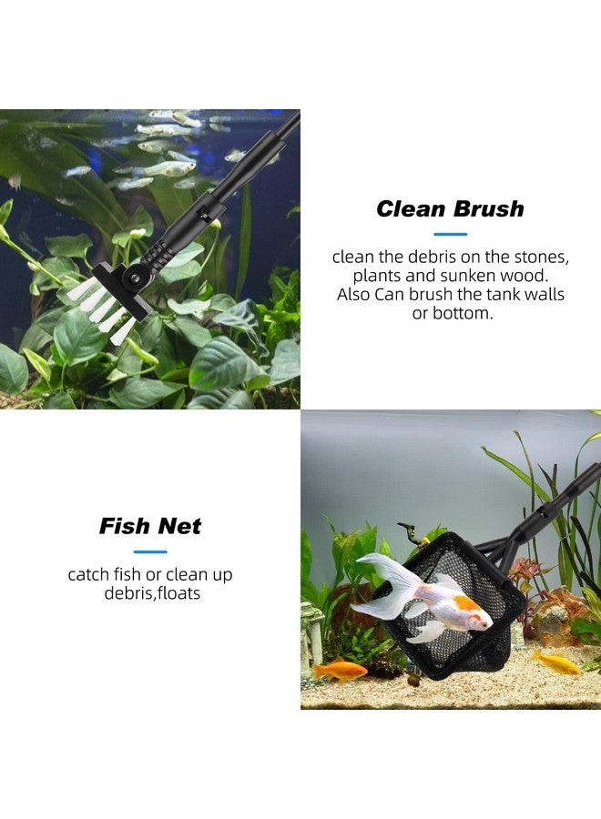 هايغر منظف حوض السمك الصغير، مجموعة أدوات تنظيف حوض السمك مع مقبض، مكشطة الأعشاب البحرية، شبكة صيد، فرشاة إسفنجية، فرشاة حائط (صغير) - Image 3