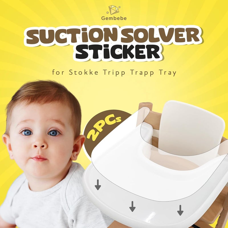 Gembebe Suction Solver Sticker for Stokke Tripp Trapp Tray  Safe Adhesive Placemat Enhances Suction for Bowls Plates Toys Baby High Chair Tray Shape 2pcs - Image 2