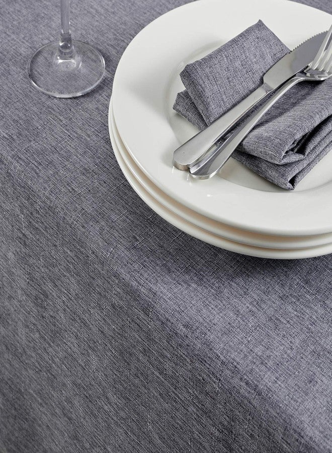 Mebakuk Rectangle Table Cloth Linen Farmhouse Tablecloth Waterproof Anti-Shrink Soft and Wrinkle Resistant Decorative Fabric Table Cover for Kitchen (Dark Grey, 60" x 84" (6-8 Seats)) - Image 2
