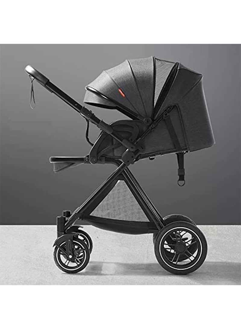 ليموس عربة أطفال مع صينية محمولة وخفيفة الوزن وقابلة للطي، عربة أطفال ثنائية الاتجاه بمقبض قابل للتعديل ومقعد قابل للعكس وسلة تخزين - Image 1