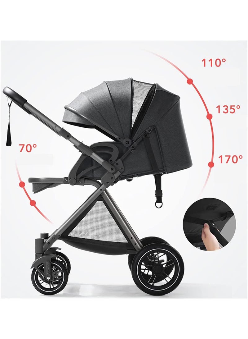 ليموس عربة أطفال مع صينية محمولة وخفيفة الوزن وقابلة للطي، عربة أطفال ثنائية الاتجاه بمقبض قابل للتعديل ومقعد قابل للعكس وسلة تخزين - Image 2