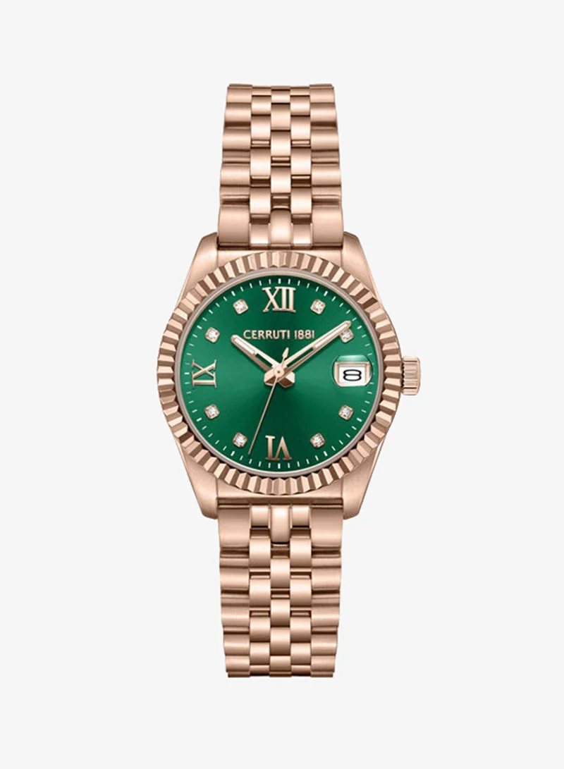 شيروتي 1881 Baccio Dark Green Dial, Stainless Steel Bracelet, Analog Watch for Women, 31mm