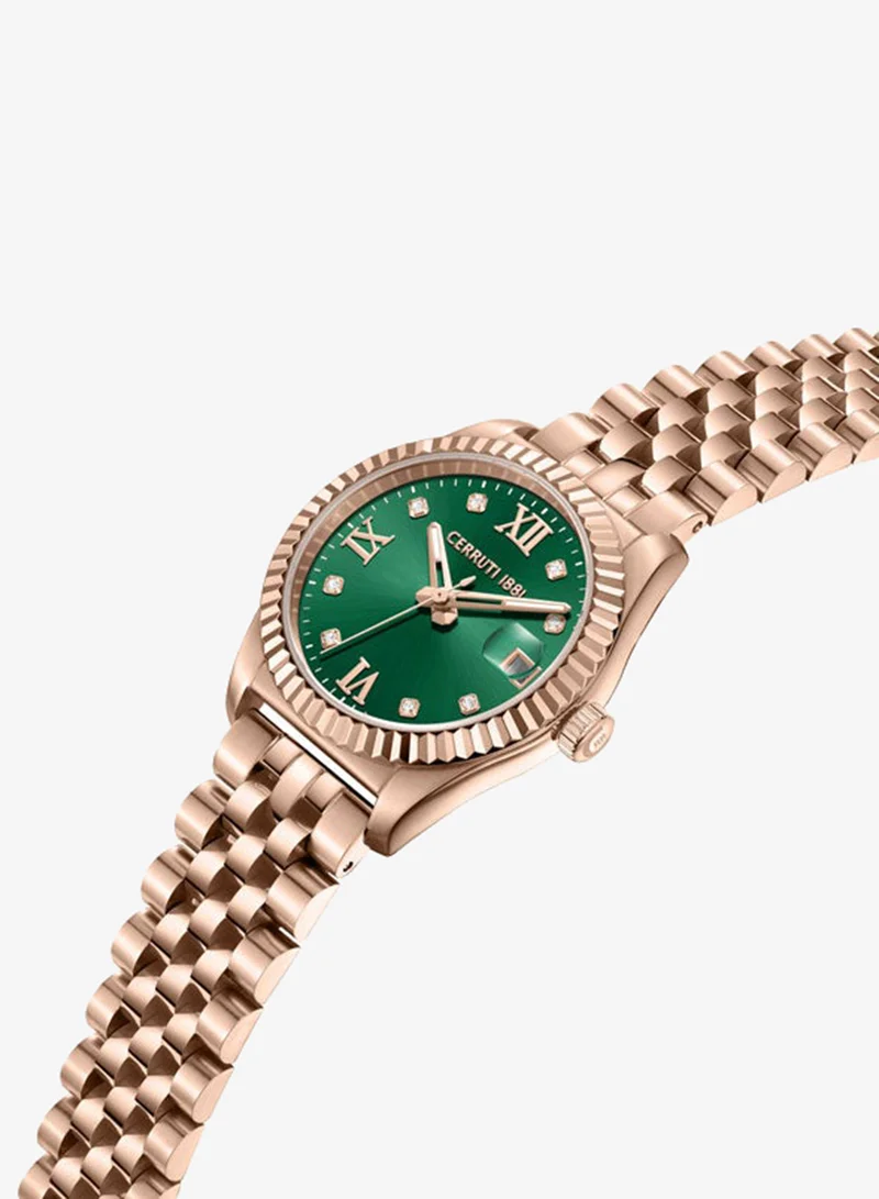 شيروتي 1881 Baccio Dark Green Dial, Stainless Steel Bracelet, Analog Watch for Women, 31mm