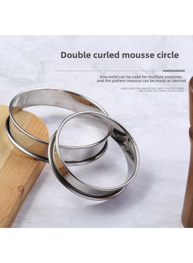 Stainless Steel Tower Ring Pizza Topping Ring Double Curling Round Biscuit Mould Tower Mould Cake Tart Mould Muffin Mould-Specifications:Large Tower Circle - Image 2