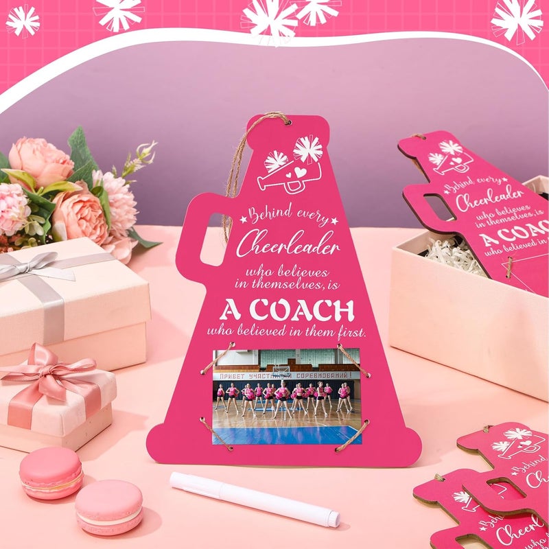Qunclay Qunclay 8 Pcs Cheer Coach Frame Gift Cheerleading Coach Cheerleader Frame Wood Photo Picture Frame with Pen Thanks You Coach Gift from Team Coaches Appreciation Plaque for Office Home Desk Decor - Image 2