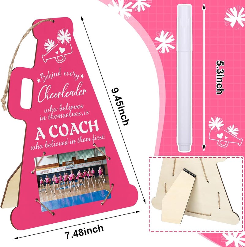 Qunclay Qunclay 8 Pcs Cheer Coach Frame Gift Cheerleading Coach Cheerleader Frame Wood Photo Picture Frame with Pen Thanks You Coach Gift from Team Coaches Appreciation Plaque for Office Home Desk Decor - Image 3