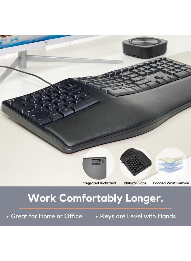 Ergonomic keyboard with buffer wrist rest USB wired keyboard laptop - Image 2