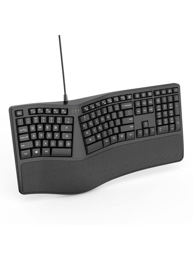 Ergonomic keyboard with buffer wrist rest USB wired keyboard laptop - Image 1