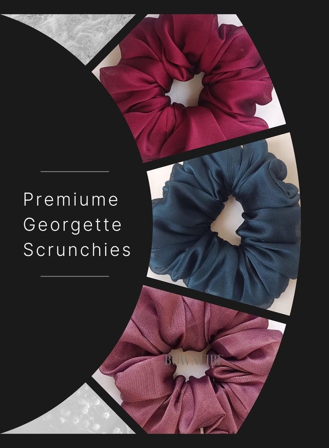 GOAWAY Georgette Scrunchies For Women? Stylish Soft Handmade Scrunchie With Strong Elastic Rubber Band Hair Accessories Women ||3 Combo||(Multicolour) - Image 2