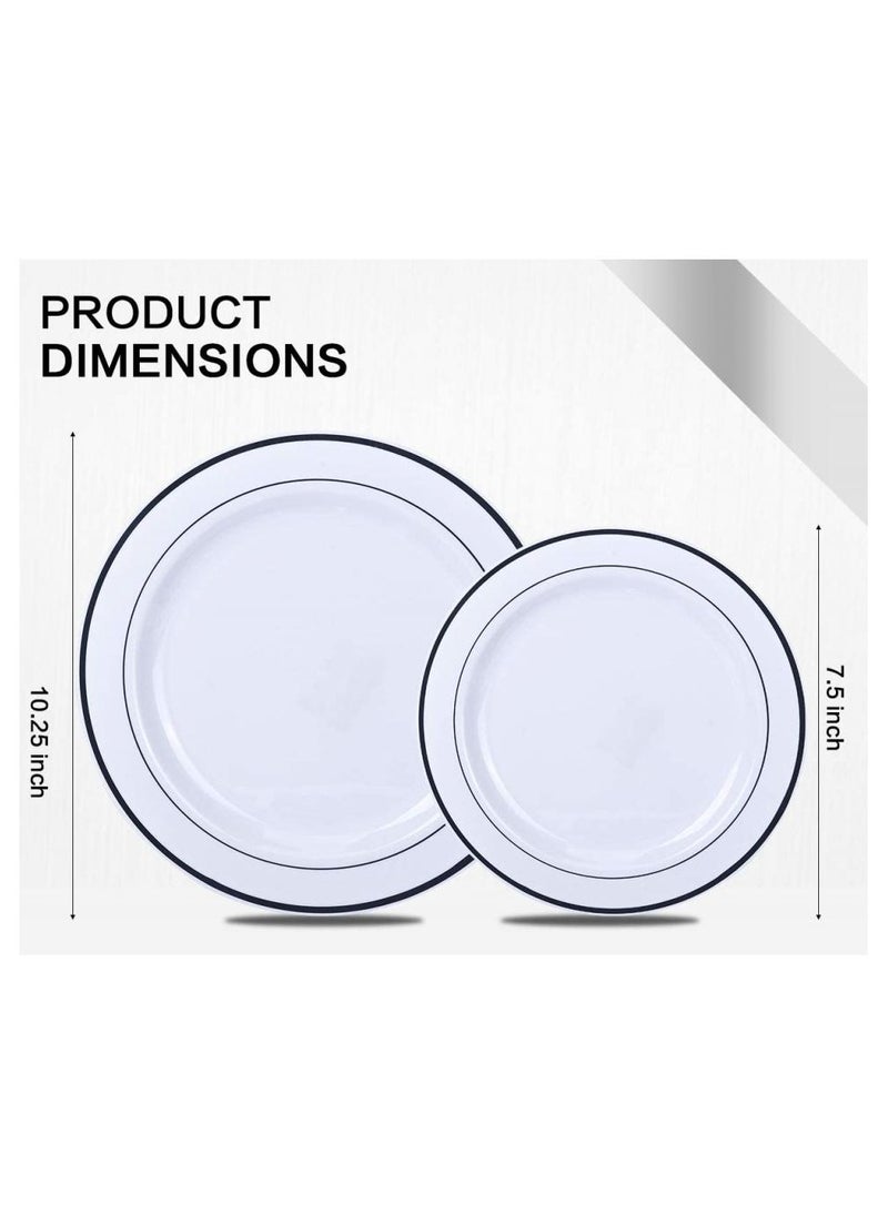 Alissa 175 Piece Silver Dinnerware Set 25 Piece 10.25 Inches Dinner Plates 25 Piece 7.5 Inches Salad Plates 25 Piece 10 Oz Silver Rim Plastic Cups 25 Piece Print Napkins 25 Spoons 25 Piece Forks 25 Piece Knifes  - Image 5
