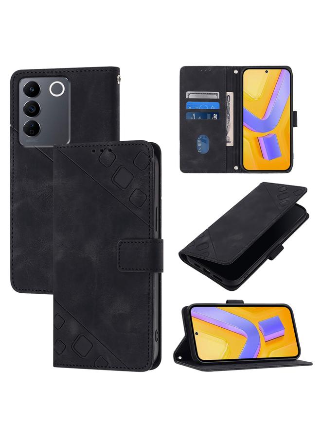 The Bros Case For vivo V27 5G / V27 Pro 5G Global Skin Feel Embossed Leather Phone Case